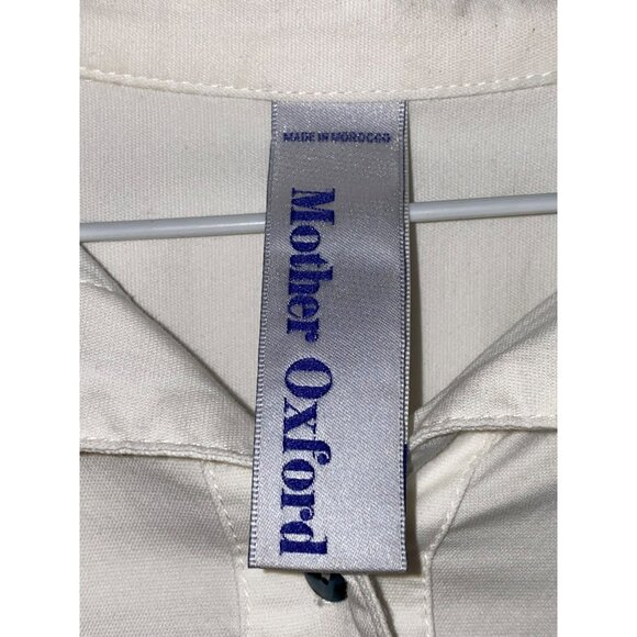 Mother Oxford Womens White Button-Up Boyfriend Shirt With Collared Neck & Long S - Picture 4 of 14